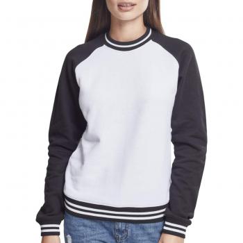Urban Classics Ladies Contrast College Crew, suéter para Mujer, (Wht/Blk 00224), Medium
