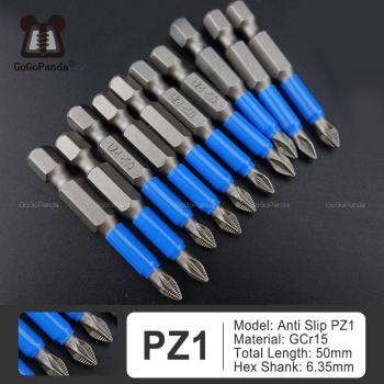 10Pcs 50mm PZ/PH Anti Slip Pozidrive Magnetic Screwdriver Bits