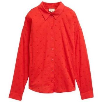 Top Tom Tailor Donna Manica Lunga a Motivo a Punto Rosso Scarlatto S