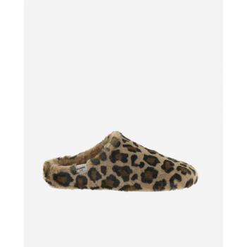 Zapatillas abiertas de piel sintética leopardo para mujer con plantilla de piel sintética suave (Victoria)
