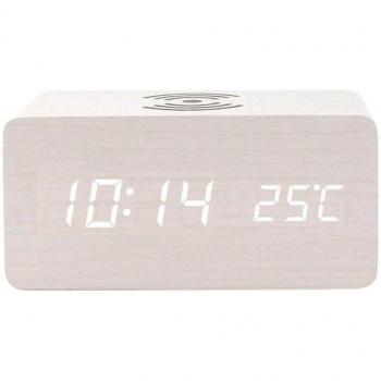 LED Digital Alarm Clock with Wireless Charging and Sound Control
