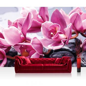 Wandbild Vliestapete 152,5 × 104 cm – Premium Plus Wellness‑Blüten & Steine
