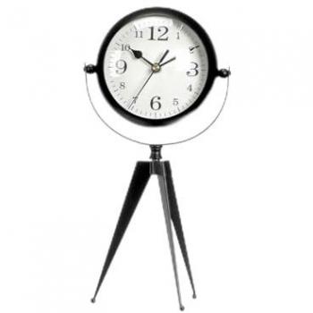 Orologio da Tavolo Tripode in Metallo Nero 14 x 30 x 11 cm
