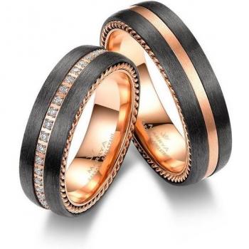 MARRYA Verlobungsring Carbon‑Ehering, Damen, Größe 62