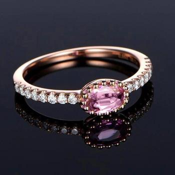 Huitan Rose Gold Engagement Ring mit rosa Oval-CZ Kristall