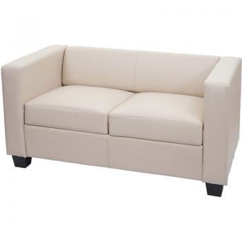 HEGELE 2er Sofa Lille Leder, Elfenbein