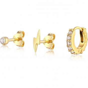 Elli Kristalle Blitz Creole 3er Set 925 Silber Earcuffs