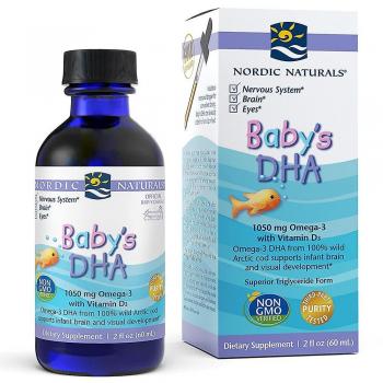 Oméga‑3 Bébé Nordic – DHA 1050 mg, Vit D3 300 UI, Sans arôme, 2 oz