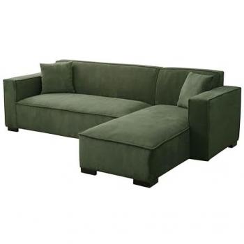 Canapé d'angle Oviala 3 places, méridienne droite, couleur vert kaki