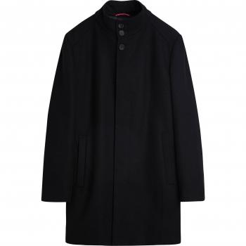 Kurzmantel Cinque CISHOW Herren 106 Schwarz, 70% Wolle/30% Polyamid, unifarben, Langarm, mit Logo-Print