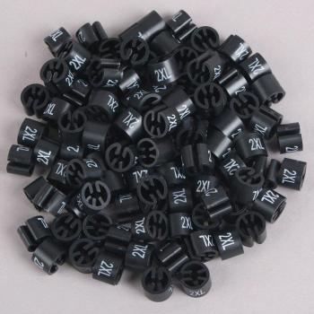 200pcs Black Garment Size Tags XXS-4XL