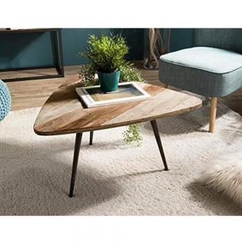 MACABANE Table Basse Ovoïde en Teck Recyclé et Métal L75 Marron 76x40x70cm