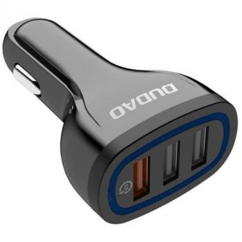 DUDAO R7s Autopohár na nabíjanie 3 USB porty QuickCharge 3.0 – čierna