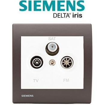 Prise TV/FM/SAT Siemens Delta Iris Blanc et Plaque Marron