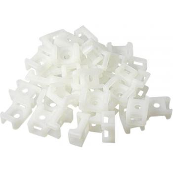 4.5mm White Plastic Cable Tie Mount Saddle Holder - 100 Pack