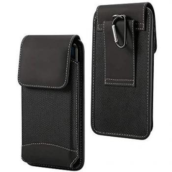Funda de Cinturón para LG K52 (2020) en Piel y Nylon - Negra
