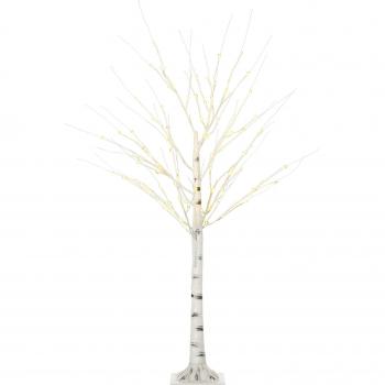 HOMCOM 5ft Pre-Lit Artificial White Birch Tree with 96 Warm White LEDs