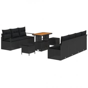 VidaXL Suite di Poltrone per Esterno con Cuscini – 10 unità Nera – 90x55x71cm