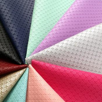 9Pcs Solid Color Cross Pattern Faux Leather Vinyl Fabric