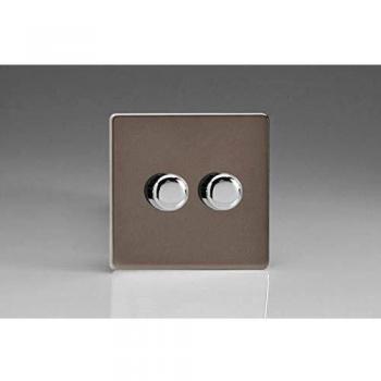 Varilight Pewter Screwless LED Dimmer Switch - V-Pro Series, 2 Gang (Single), 2 Way, 250 Watt (Trailing Edge)