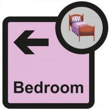 Industrial bedroom arrow left sign, self-adhesive foamx (305mm x 310mm)