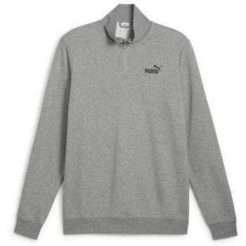 Felpa Maglione Uomo Puma Grigio XXL con Logo ESS No. 1 Mezza Zip