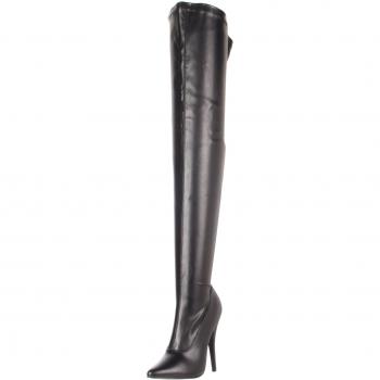 Devious Damen DOMINA‑3000 Klassische Stiefel – Schwarz – EU 40 – Blk STR PU