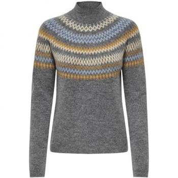 Camisa Gris Amelia con Cuello Alto y Greca