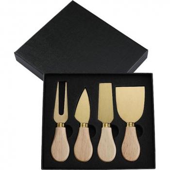 Couteau à fromage en acier inoxydable 4/6 pièces avec manche en bois de caoutchouc