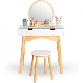 Coiffeuse enfant Calendula MUSTERKIND® en bois, blanc/naturel
