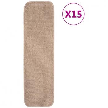 VIDAXL Tappetini Scale Antiscivolo 15 pz 75x20 cm Beige Rettangolari