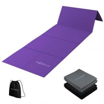 Tapis de gym pliable 61 x 183 cm + sac de transport - Violet - Vivezen