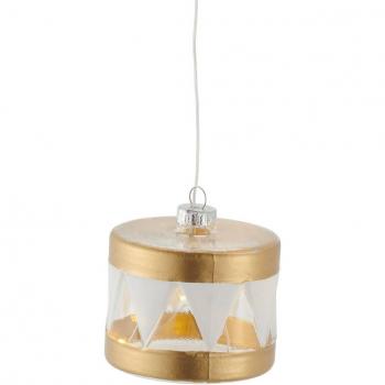 LED Weihnachtsanhänger Elly, Trommel-Design, gold