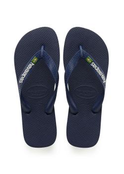 Havaianas Brasil Logo Men's Flip Flop Sandals - Navy Blue - UK 8 (EU 41/42)