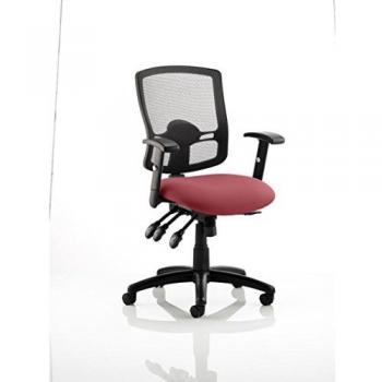 Portland III Black Mesh Back Office Chair Ginseng Chilli Seat