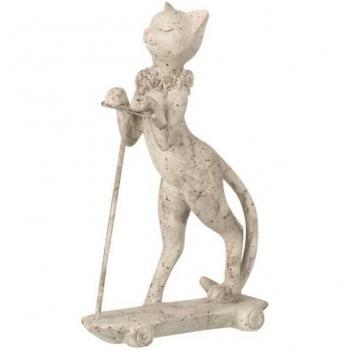 Figura de Gato en Patinete de Resina Gris (11,5x5x19cm)
