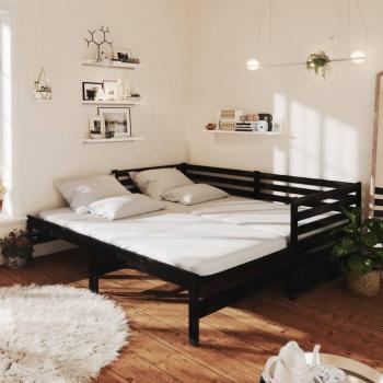 Sofá cama removible de madera maciza de pino negro 2x(90x200) cm
