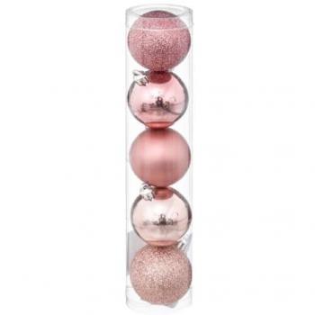 Feeric Christmas - Boules de Noël Lot de 5 D 5 cm - Rose