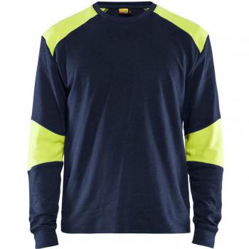 T-shirt de travail Blaklader manches longues en marine et jaune