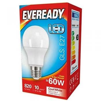 EVEREADY LED BULB - GLS COOL WHITE - B22 8.2W-60W