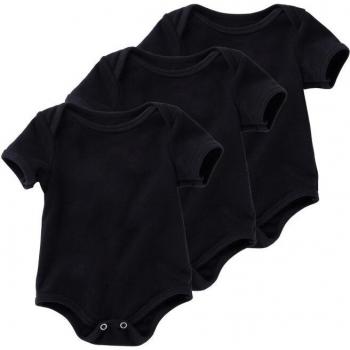 Ropa de bebé peleles de algodón, 3 unids, color negro