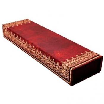 Estuche Multiusos Hoja de Oro (220x30mm) cierre con solapa magnética Paperblanks rojo.