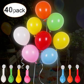 AGPTEK 40 LED Blinklicht-Luftballons in Regenbogenfarben und blauem Band