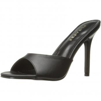 Pleaser Damen CLASSIQUE-01 Schwarze offene Sandalen mit Blk Kids PU Materialien und Größe 40 EU