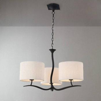 Eve 3-Light E27 Ceiling Pendant Lamp, Anthracite with White Round Shades