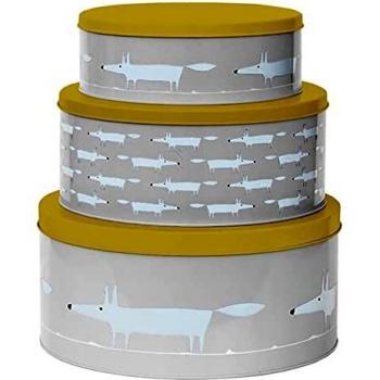 Scion Living Mr Fox Baking Tin Set, 3x Round, Grey