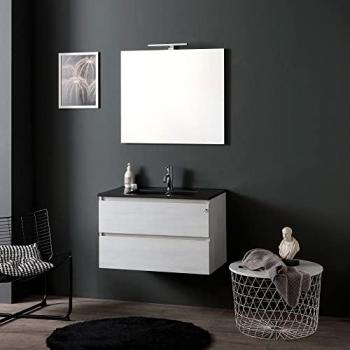 Mueble de baño Berlin 80cm blanco y lavabo negro mate