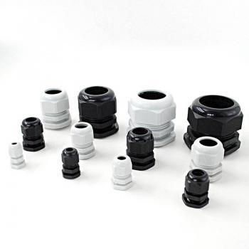 IP68 Waterproof Nylon Plastic Cable Gland Connector (10pcs, PG19 PG21 PG25, 12-21mm, CE, White/Black)