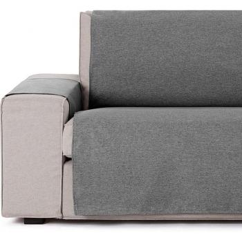 Funda adaptable Brisa Liso en tono gris oscuro, cubre sofá y sillón