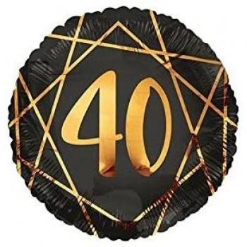 Palloncino Numero 40 Geoide Nero Standard Shape 18” (45cm) in Mylar, 1pz